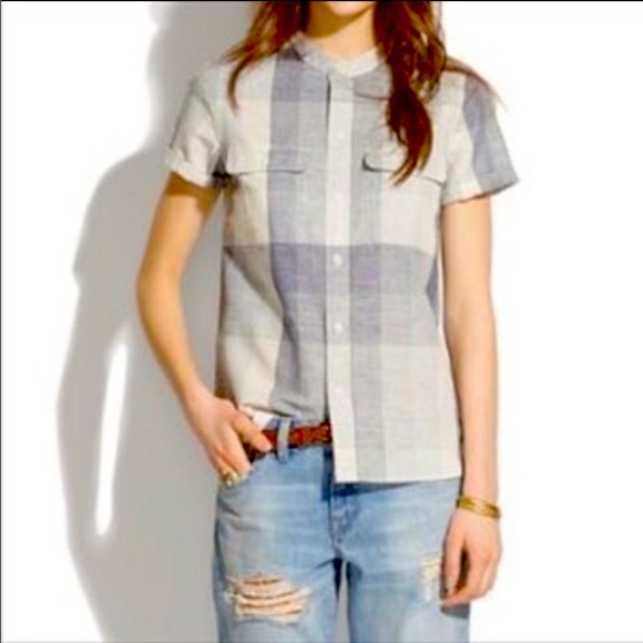 Madewell Tops - NWT Madewell Collarless Plaid Button Up S